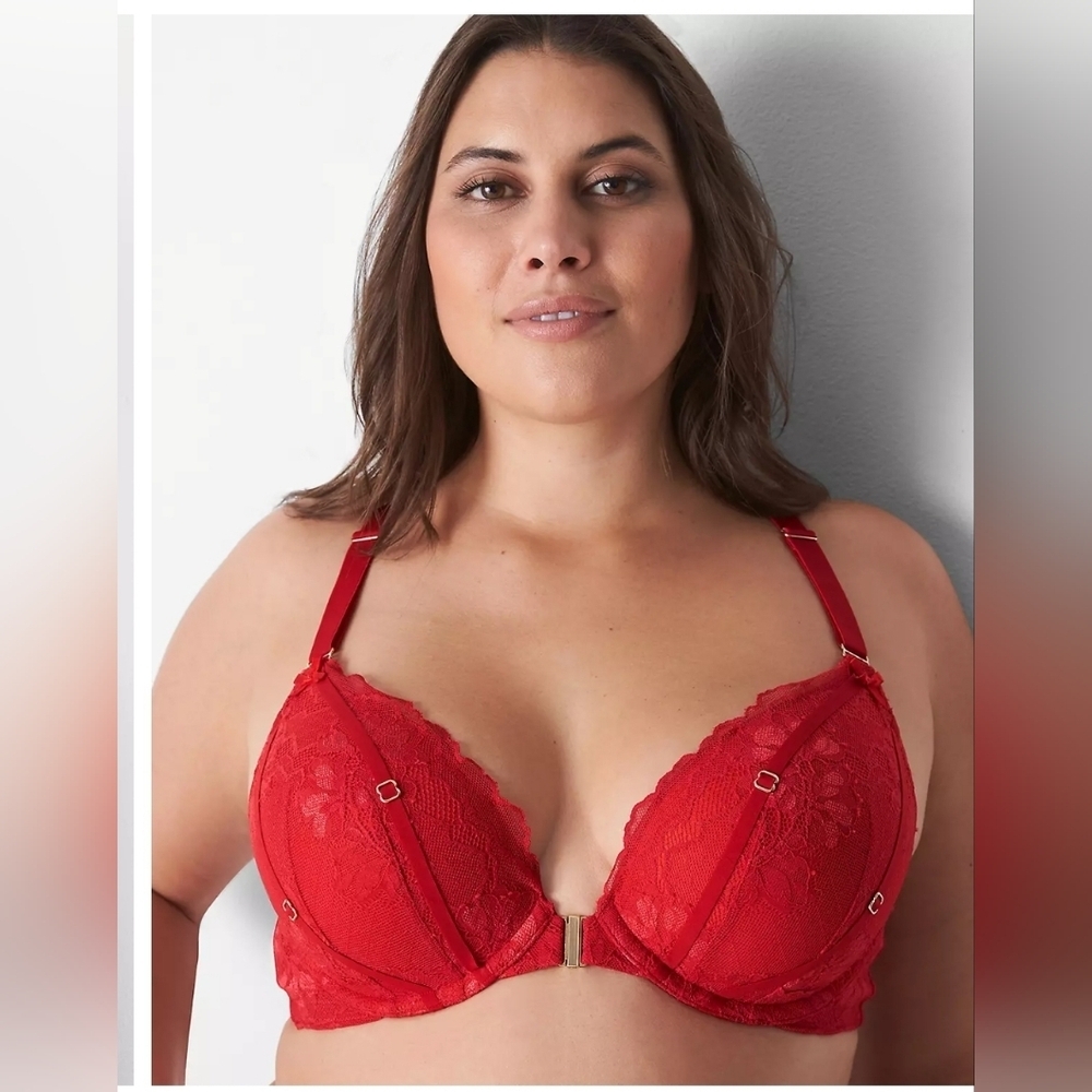 Cacique Front-Close Plunging Neckline Pushup  Boost Plunge Bra‎ Size 40D